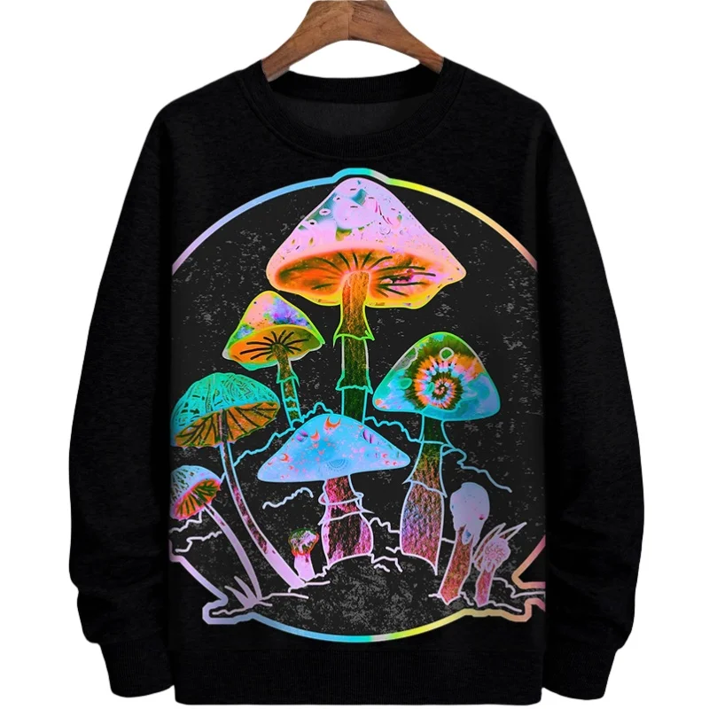 Mushroom Print Hoodies Men 2024 Anime Aesthetic Crew Neck Large Size Autumn Sweatershirt Hooded Winter Pullover Men Clothing 5XL