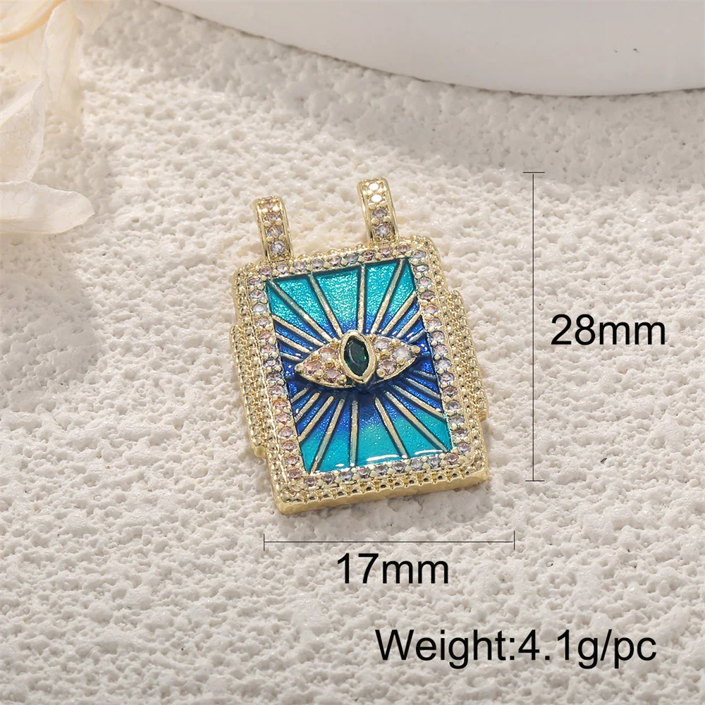 Copper Gold Plated Retro Tarot Card Square Pendants Star Sun Rainbow Eye Love Diy Jewelry  Accessories Moon Letter Heart Charms