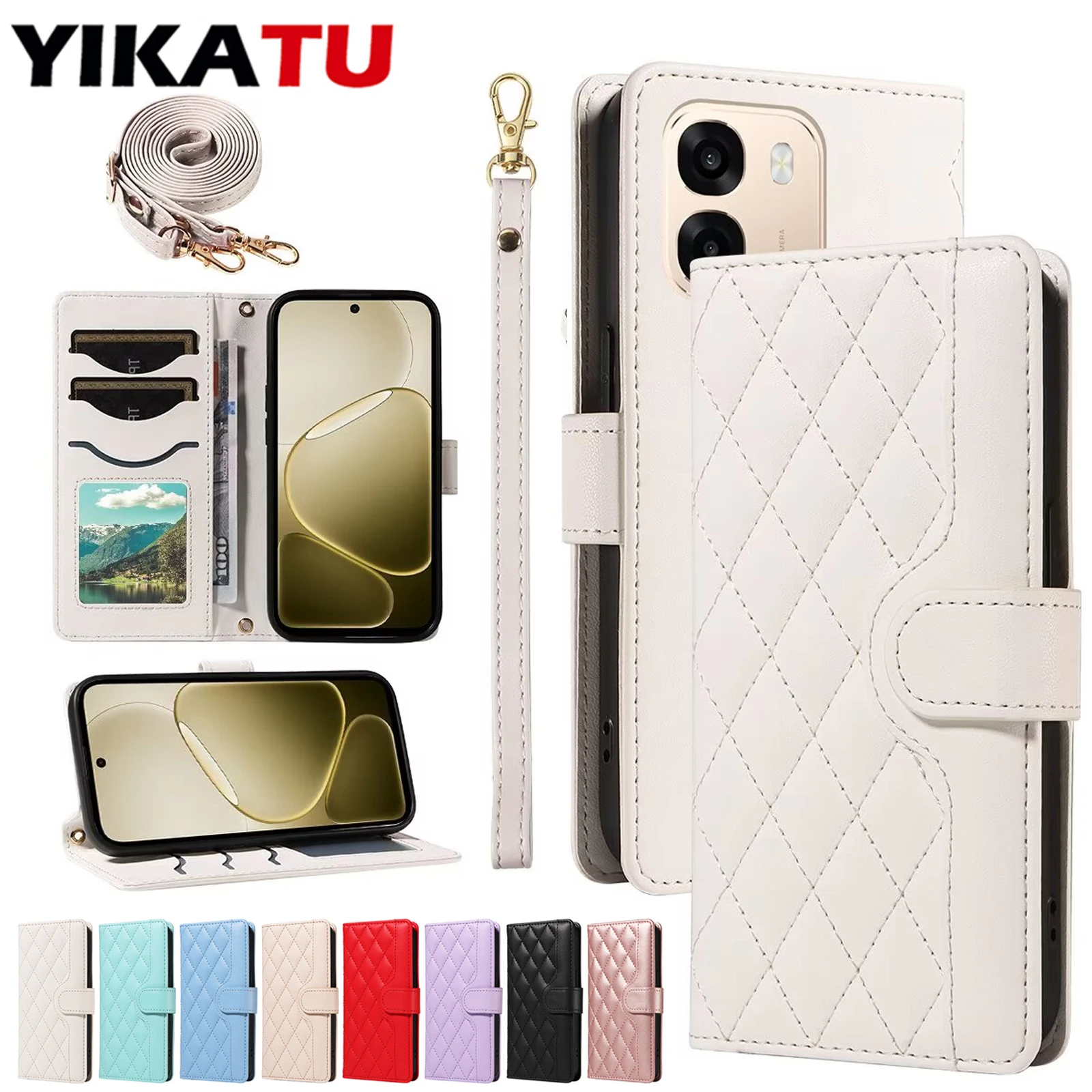 

With Long Lanyard Wallet Case For OPPO A5 A3X A3 A2 A1 AX7 AX5S K12X K10X K10 F31 Find X9 X8 Pro 5G Lightweight Leather Funda