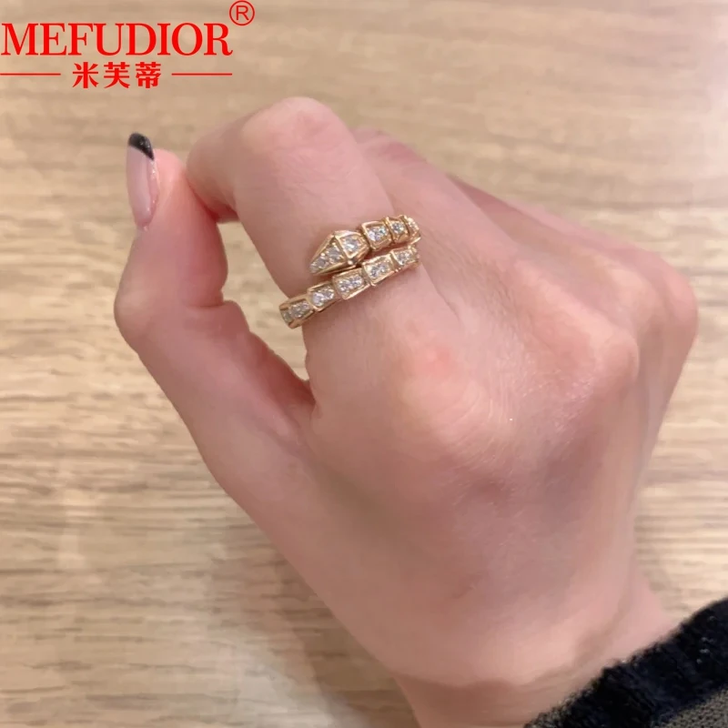 S925 Silver Snake Ring Full Moissanite Diamond Brilliant Snake Open Wedding Brand Women Fashion High Quality Jewelry Party Gifts