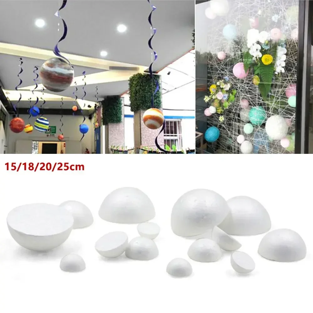 Bola de espuma de poliestireno semiredonda sólido para decoración de fiestas de Navidad, esferas de boda, manualidades, manualidades, 1 piezas, 15/18/20/25cm