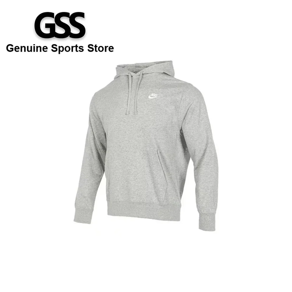 Original Nike Black Grey Men's Hoodie Sports Casual Knit Basketball Pullover CZ7858-010