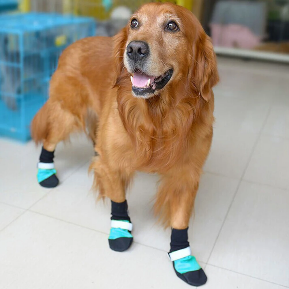 

Waterproof Dog Boots Non Slip Puppy Shoes Oxford Cloth Durable Breathable Sole Protect Paws Hot Pavement Sharp Rocks Pet