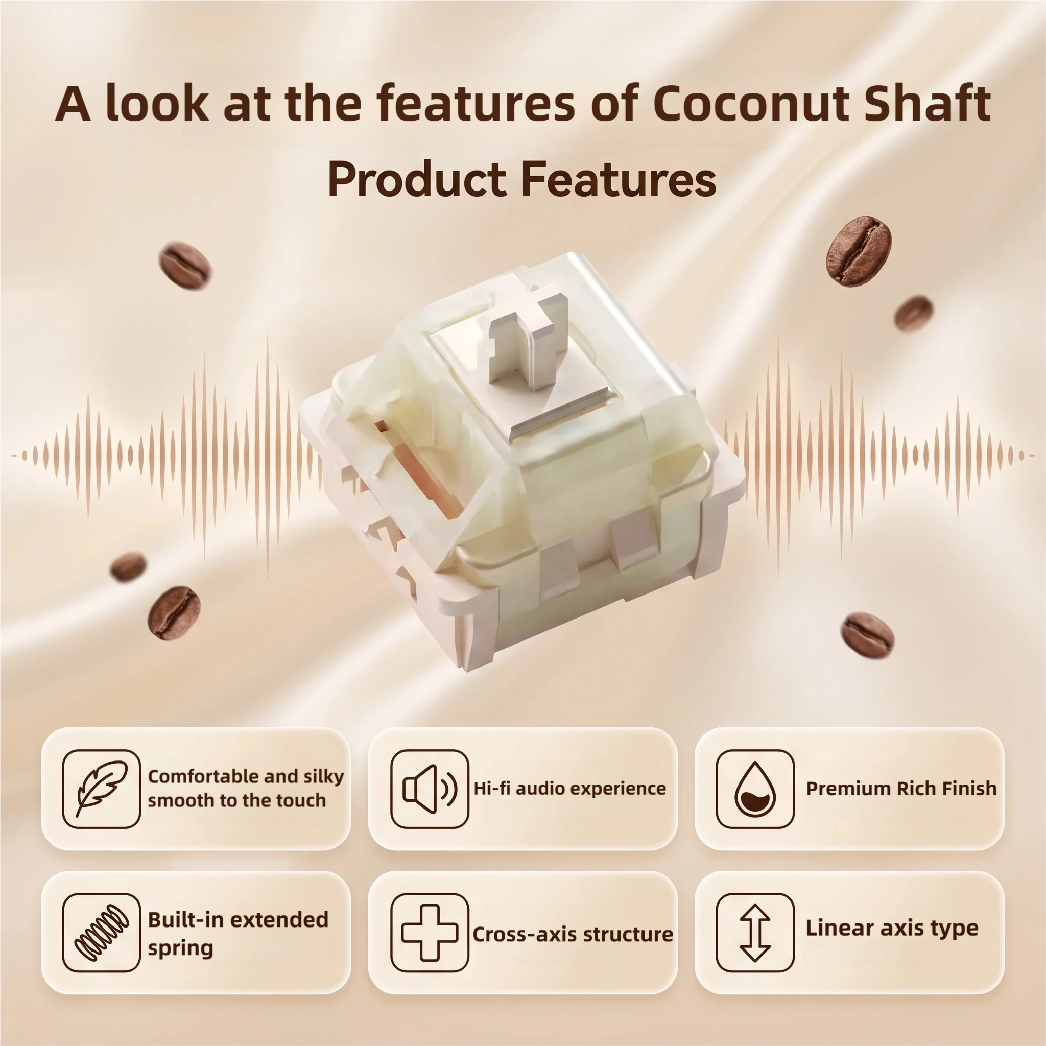 Hot Swap Linear Switch, 37g Actuation Force, Pre-lubbed Smooth, HIFI Mahjong Sound, Premium Mechanical Keyboard Shaft