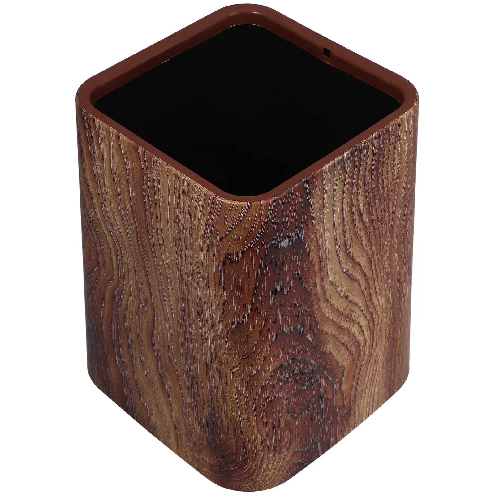 

1pcs Large Capacity Wood Grain Trash Can For Kitchen Bathroom Office Pp Waste Basket With Lid Compost Bin Decorative