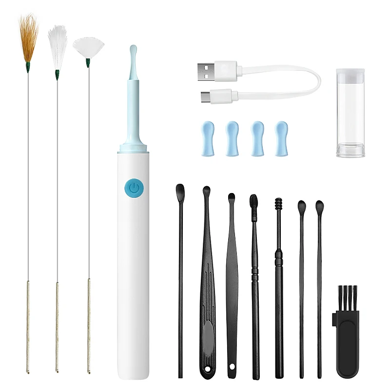 مزيل شمع الأذن المرئي، أداة تنظيف الأذن مع أداة إزالة شمع الأذن بالكاميرا مع عصا ريش الإوز ومغرفة الأذن #5