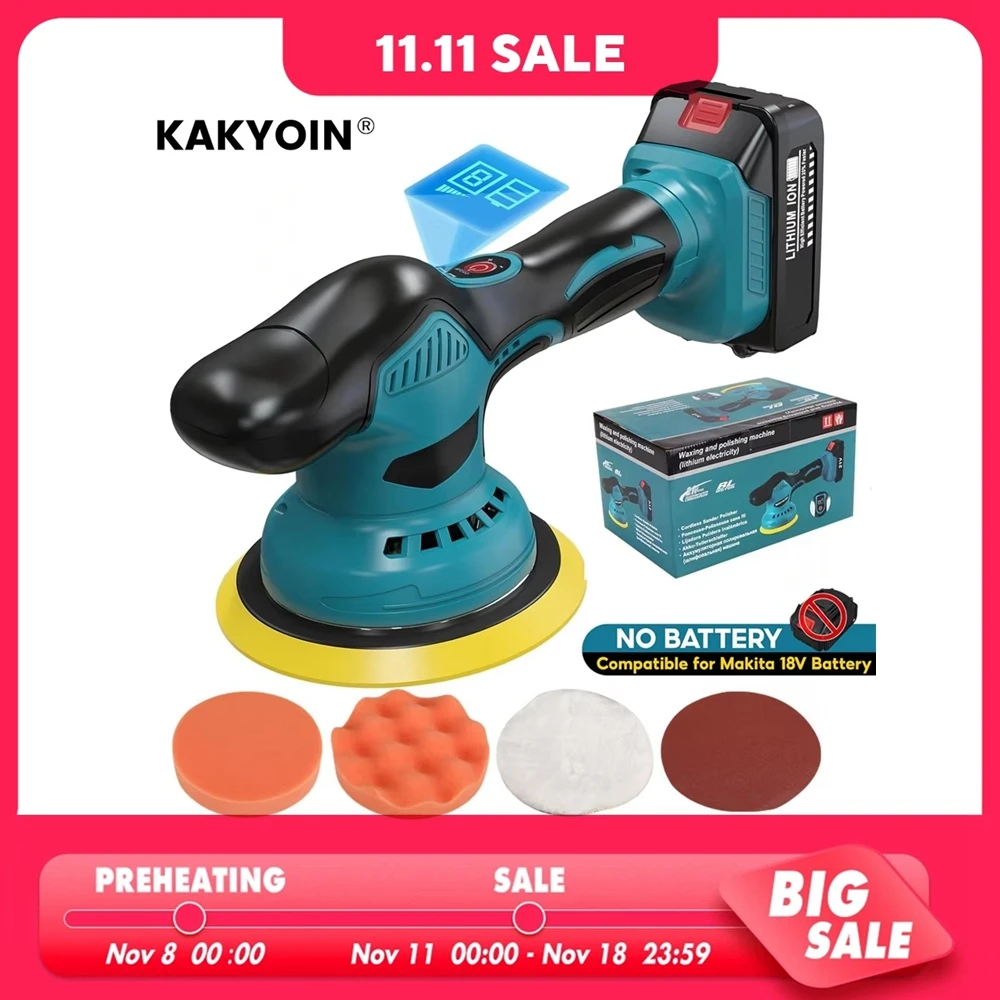 21 В 6-дюймовый аккумуляторный автомобильный полировщик, электрический полировщик, автоматическая полировальная машина, вощение металла, шлифовка, удаление ржавчины для батареи Makita