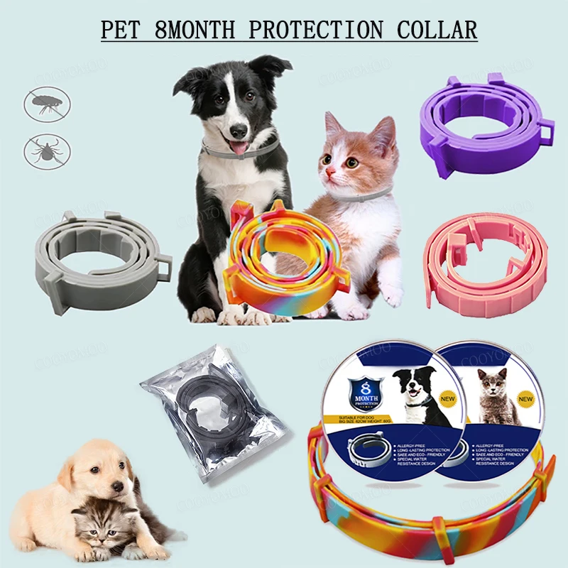 Silicone Flea And Tick Collar For Dogs Cats Up To 8 Month Flea Tick Dog Collar Anti-mosquito and insect repellent Pet collars