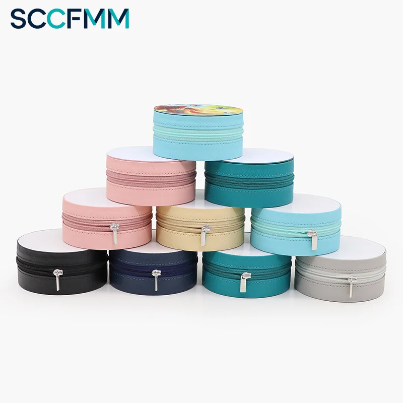 SCCFMM 10Pcs Sublimation Blank PU Leather Jewelry Box Earring Necklace Ring Storage Case For Heat Transfer Print Logo DIY Craft