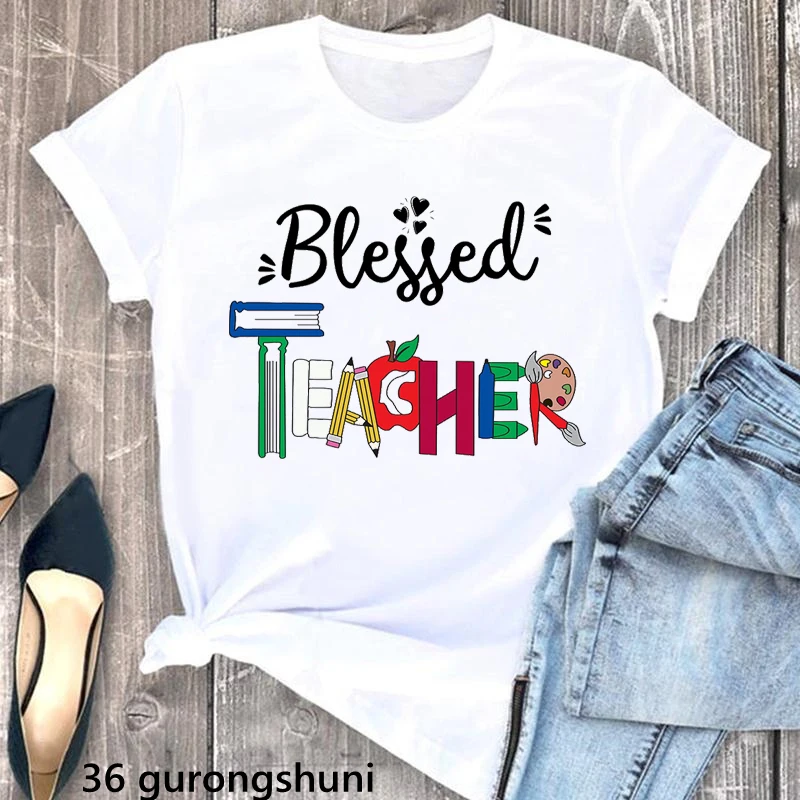 Màu Nước Teacherlife In Áo Quần Áo Phụ Nữ 2023 Trắng Ngộ Nghĩnh Giáo Viên Yêu Tshirtt Femme Mùa Hè Giáng Sinh Tặng Áo Thun Hàng Đầu