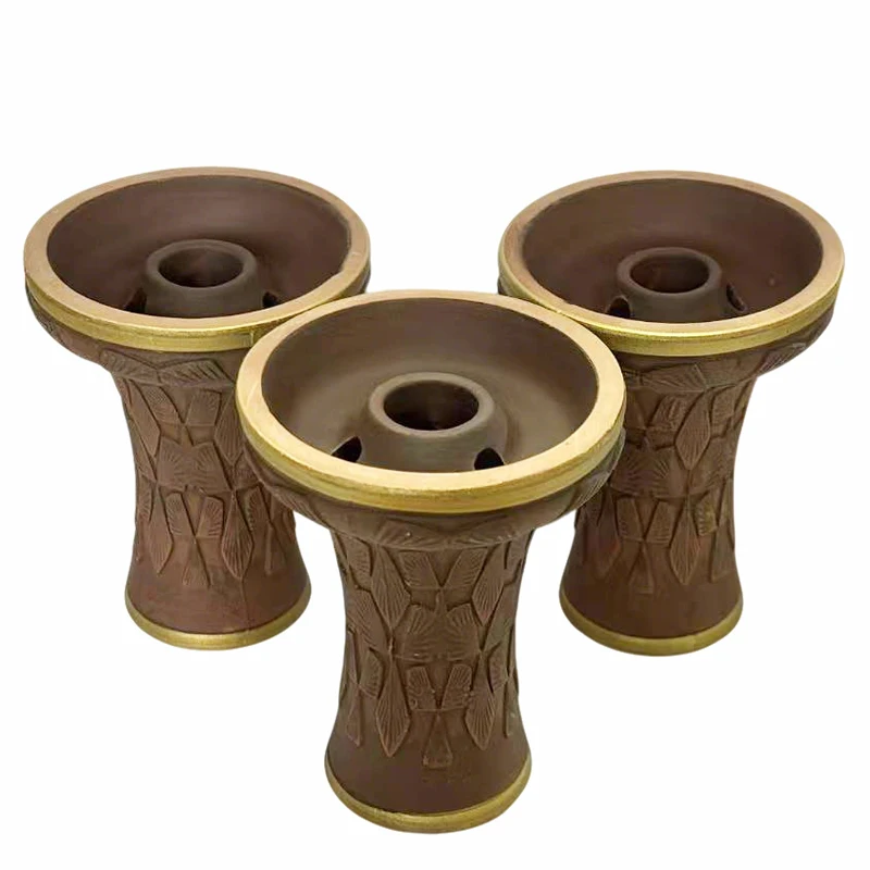Black Brown Embossed Ceramic Shisha Bowl Gold Silver Border Durable Russian Hookah Bowl Charcoal Holder Hookah Parts For Chicha