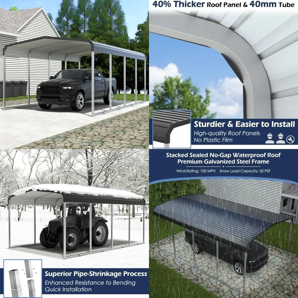 

Металлический навес для навеса 12x20 футов, сверхмощный навес для навеса для навеса из оцинкованной стали и крыши, навес для хранения на открытом воздухе, гараж для автомобильной палатки