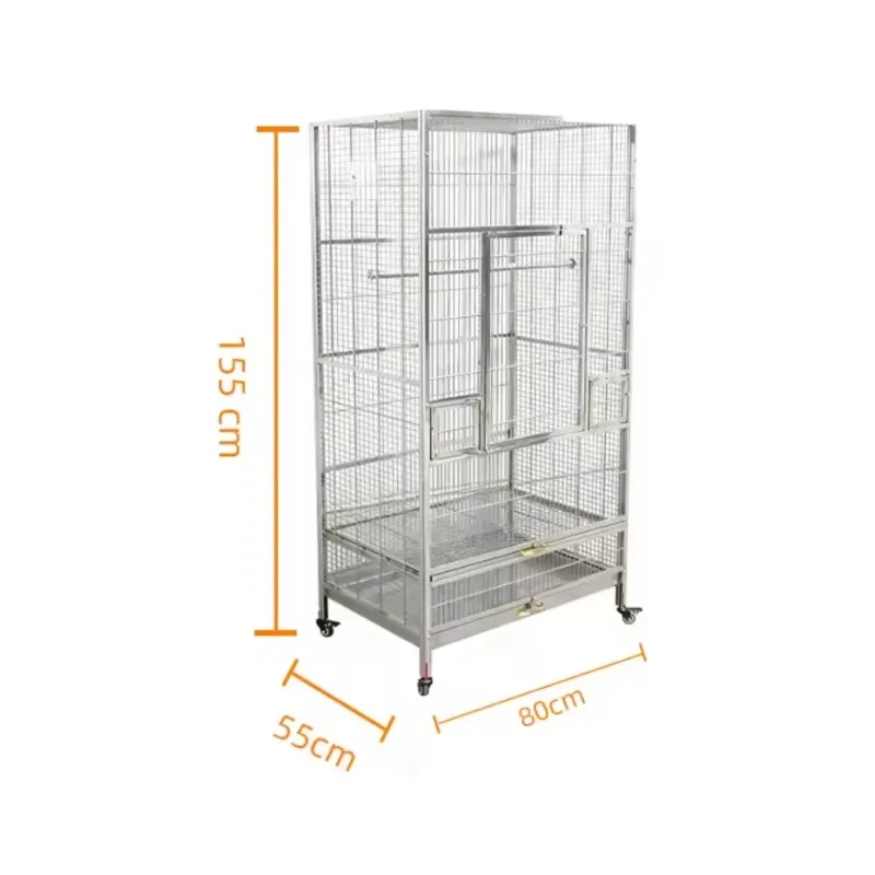 Luxury Large 304 Stainless Steel Bird Cage For Parrots/Birds Breathable & Stable Design Easy Assembly Indoor/Outdoor Pet Use