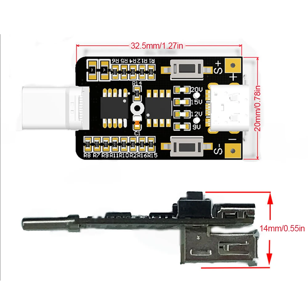 100W 5A USB Type-C QC Decoy Trigger Board PD 2.0 3.0 Adapter wyzwalacza Kabel połączenia Polling Detector 5V 9V 12V 15V 20V Wyjście