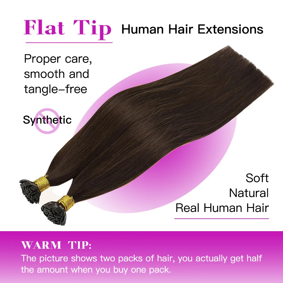 قبل المستعبدين طرف مسطح وصلات شعر الساخن الانصهار الكيراتين وصلات شعر مستقيم 100% الشعر البشري للنساء 22 بوصة 50 السواحل