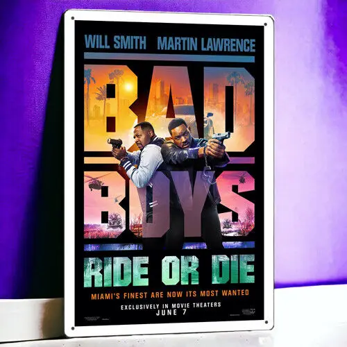 

Bad Boys: Ride or Die 2024 Metal Movie Poster Tin Sign Plaque Film 8"x12"