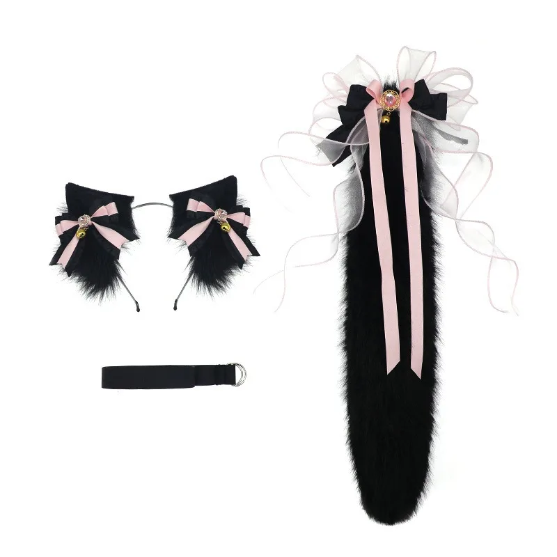 

Handmade Cat Ears and Wolf Fox AnimalTailCosplayCostume Fluffy Dark Sexy FoxTail CosplayLolita Anime Halloween Accessoriescos