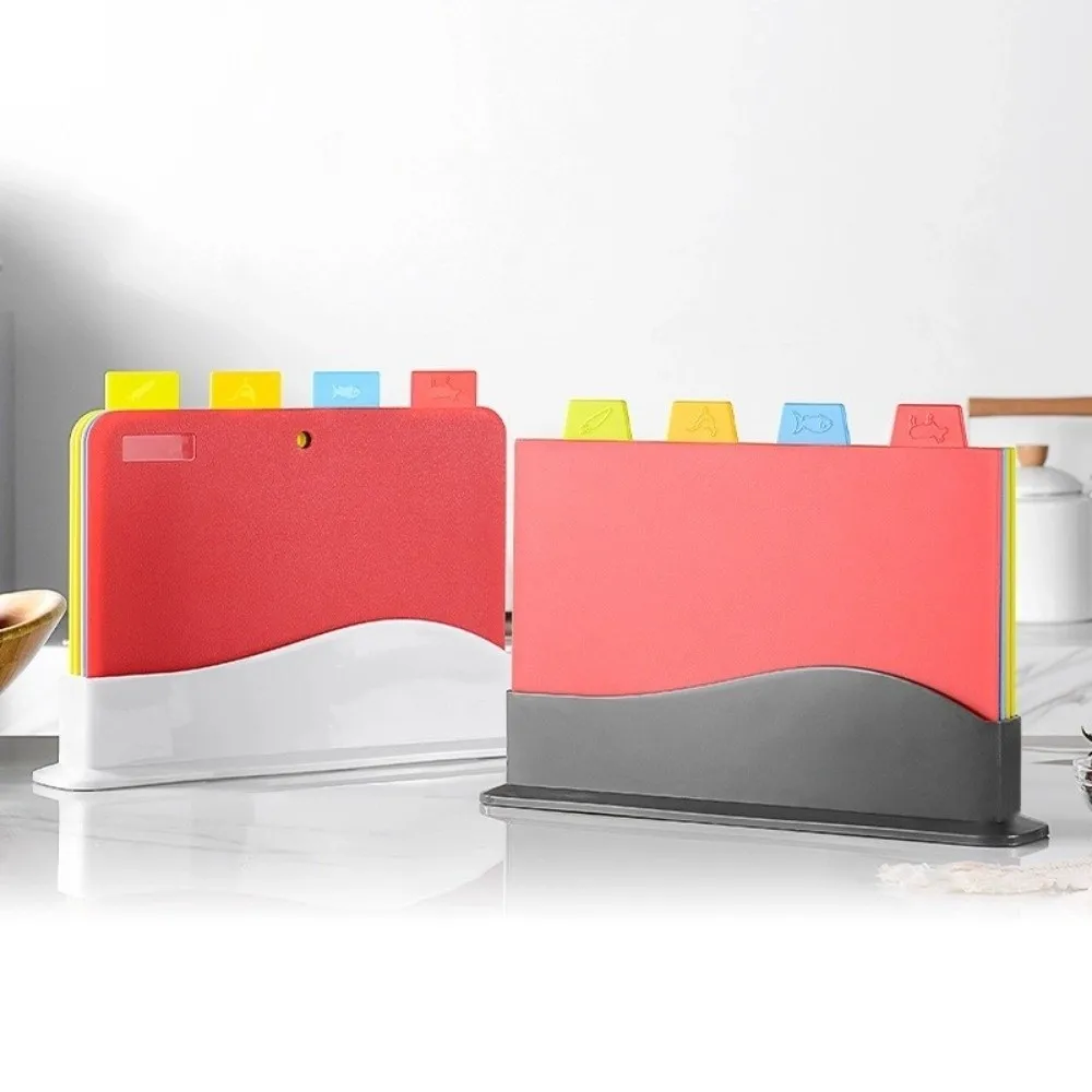 

Color Coded Chopping Board Set Non-Slip Hygienic Cutting Board Set Plastic with Storage Case Anti Mildew Board Food Preparation