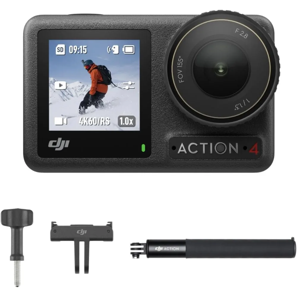 

Osmo Action 4 Skiing Combo - Ideal for Skiers with 1.5m Extension Rod Kit, Small Camera with 4K/120fps