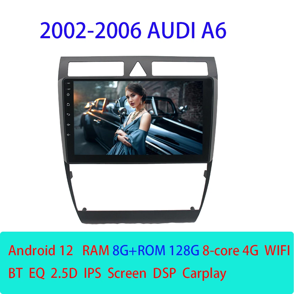 

2din Android 12 Car autoradio multimedia Video player For Audi A6 C5 1997-2006 S6 RS6 Gps Stereo 4G WIFI dsp Carplay Head Unit