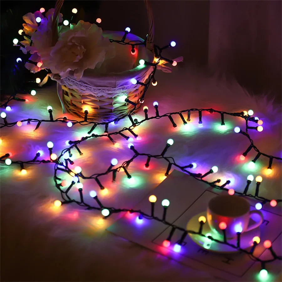 10M 500LED Round Ball Christmas Garland Fairy Lights Waterproof 8 Modes Garden Firecracker String Light for Party New Year Decor