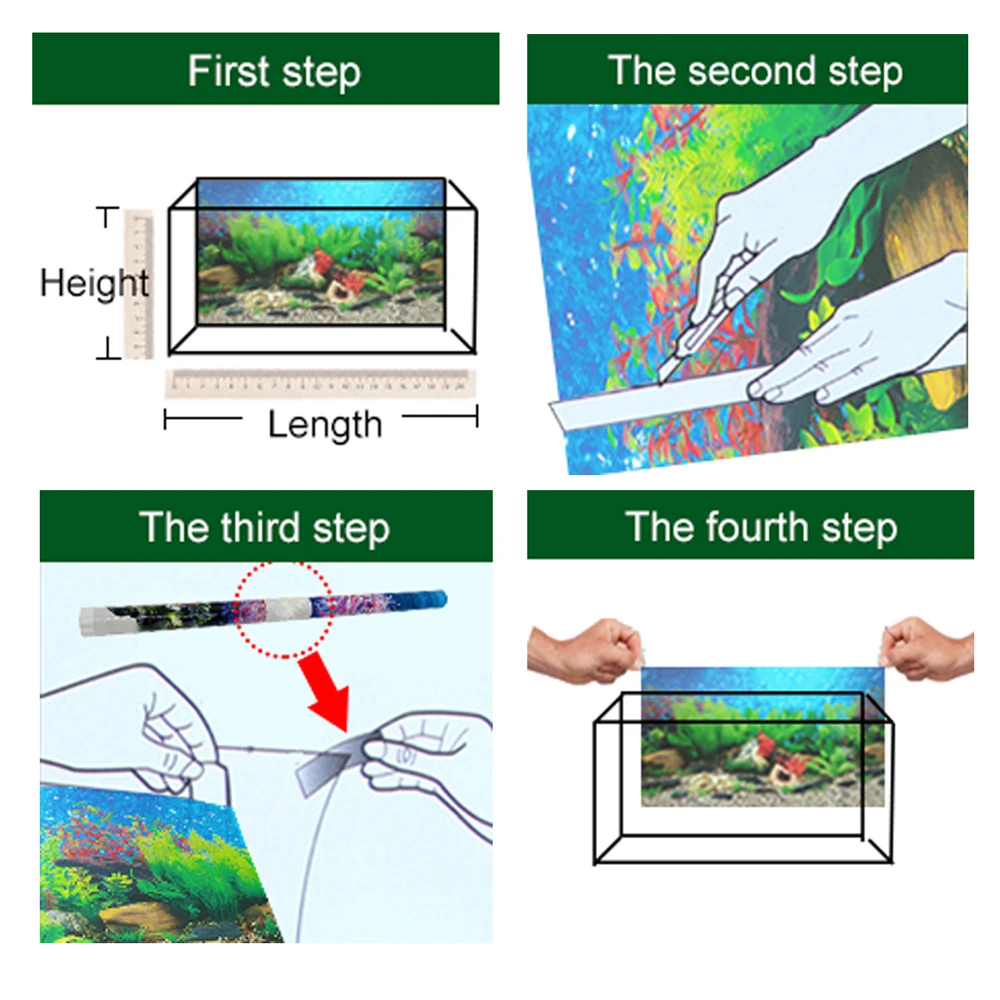 수족관 장식용 배경 수족관 어항 식물 양면 HD 어항 조경 스티커, 벽 조경