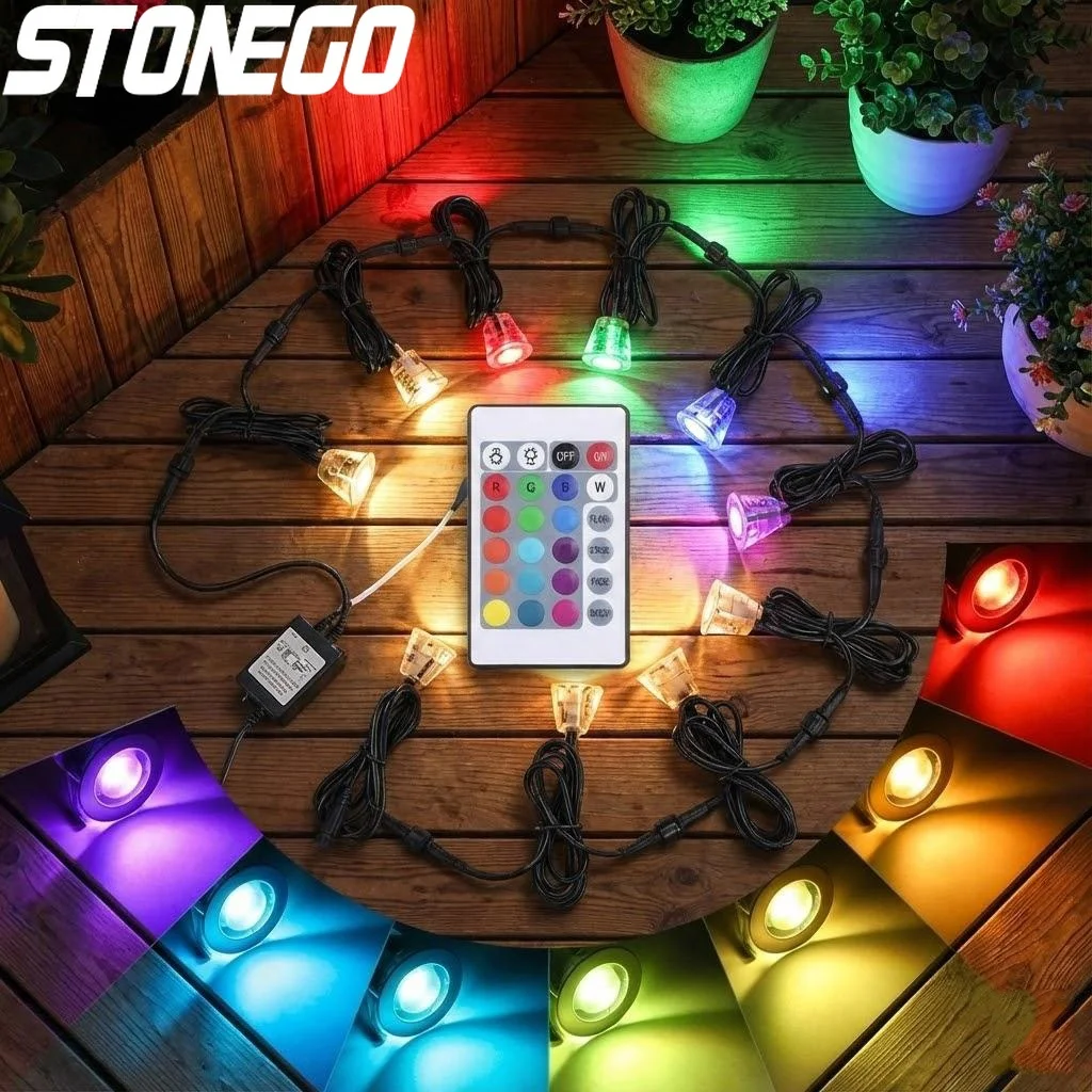 

Светодиодные светильники для террасы 32 мм, 0.6 Вт, 500 лм, SMD2835, малые встраиваемые в грунт, подземные, 16 цветов RGBW, настенный светильник