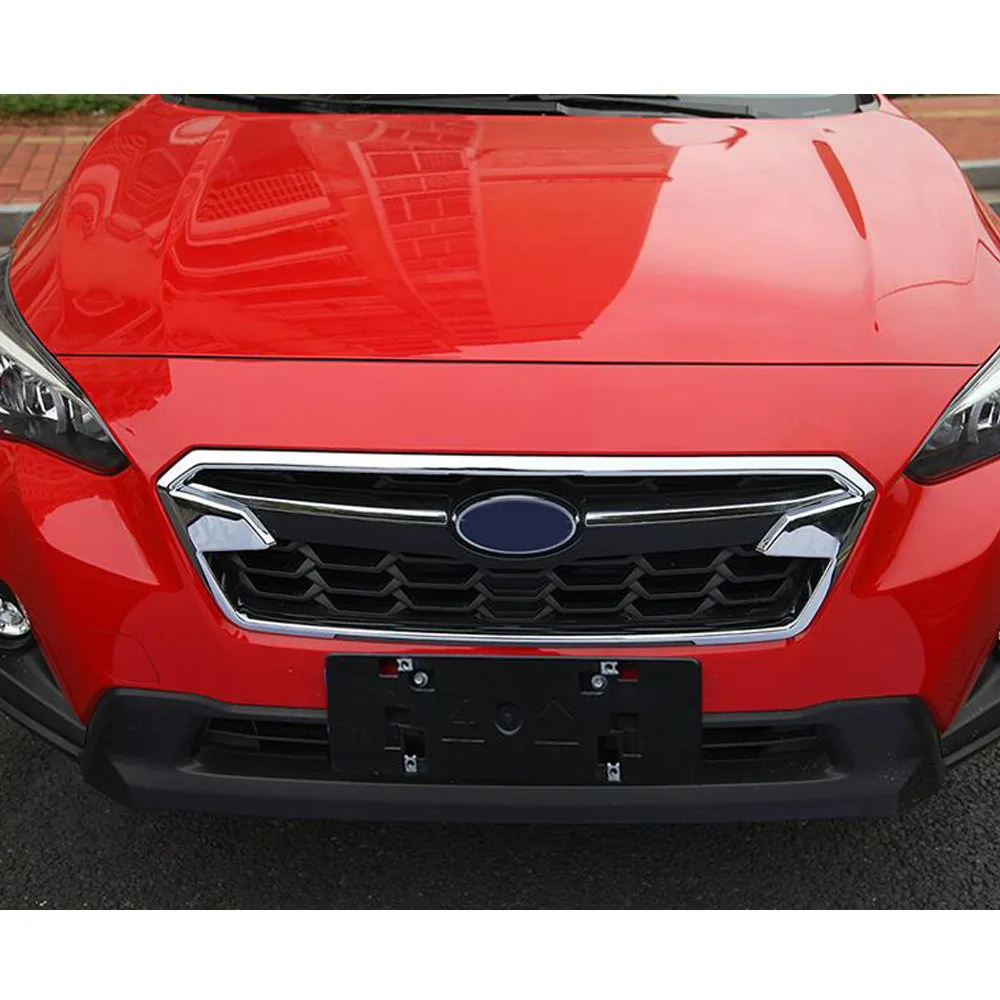 For SUBARU XV 2018 2019 2020 2021 2022 Car Sticker Cover ABS Chrome/Carbon Fiber Trim Front Up Racing Grid Grill Grille Frame