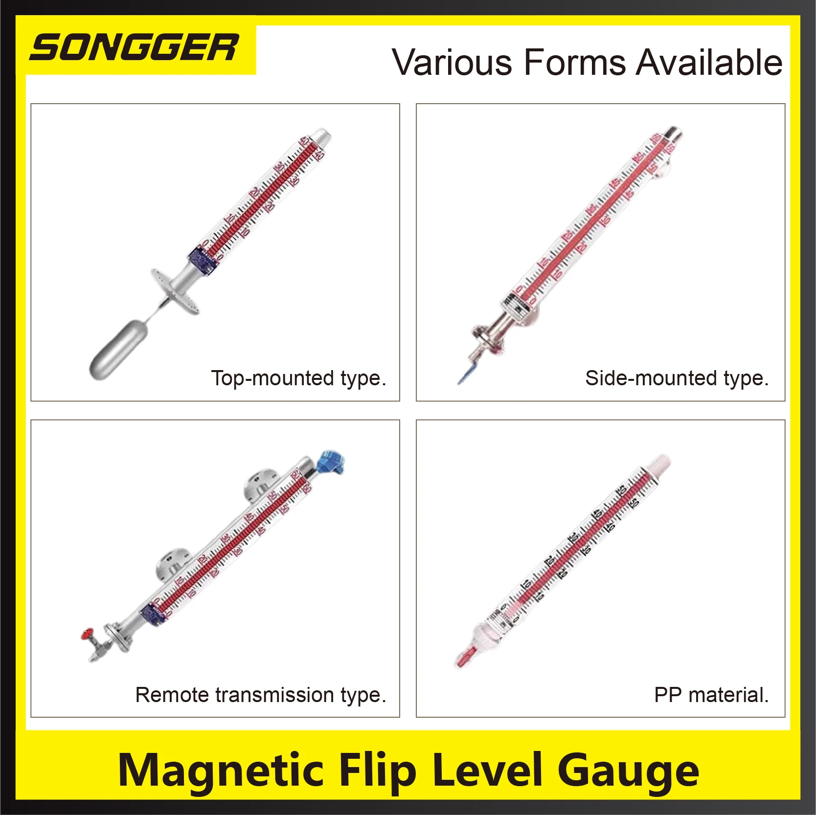 4-20mA Stainless Steel Side Mounted Transmitter UHZ-517 Magnetic Flip Level Gauge Magnetic Float Level Indicator