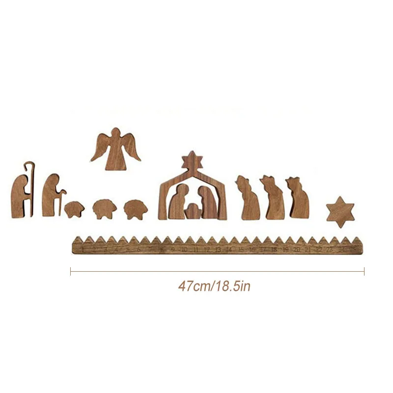 1 Set Christmas Calendar Wooden Advent Calendar Sets Simple Desktop Ornament for Home Living Room Office Home Accessories