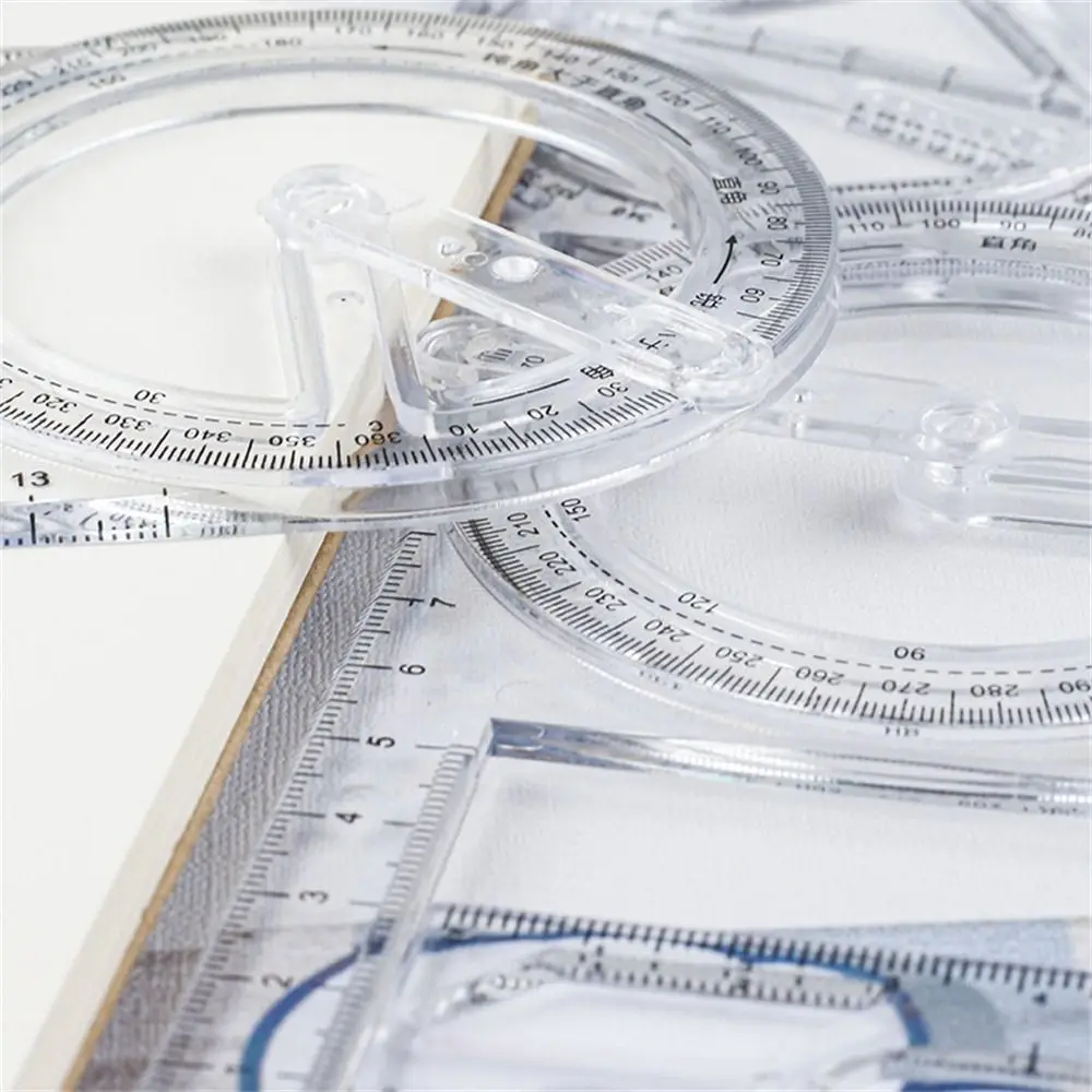 Activity Angle Drawing Ruler Ruler Straight 360 ° Movable Geometry Ruler Plastic Measurement Drawing Template High School