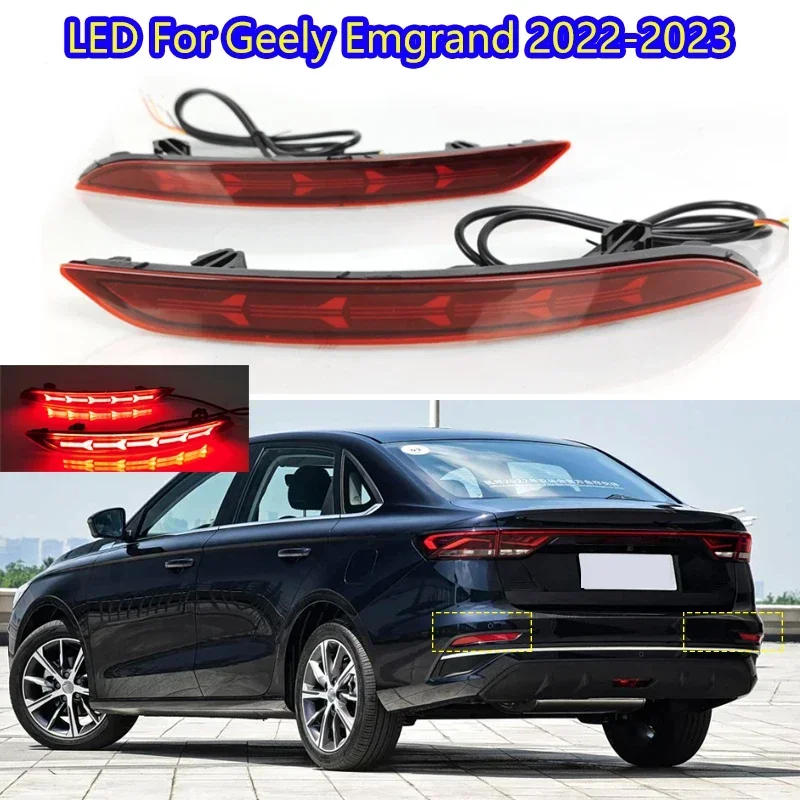 For Geely Emgrand Proton S70 2022 2023 Rear Bumper Reflector Lights Rear Driving Dynamic Turn Signal Brake Lamps