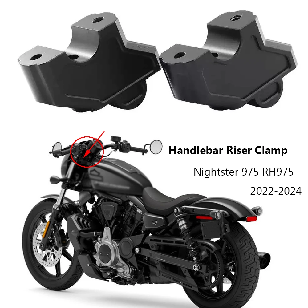 Motorcycle Accessories Black Handlebar Riser Clamp Heightening Kits For Harley Nightster 975 RH975 Special 2022 2023 2024