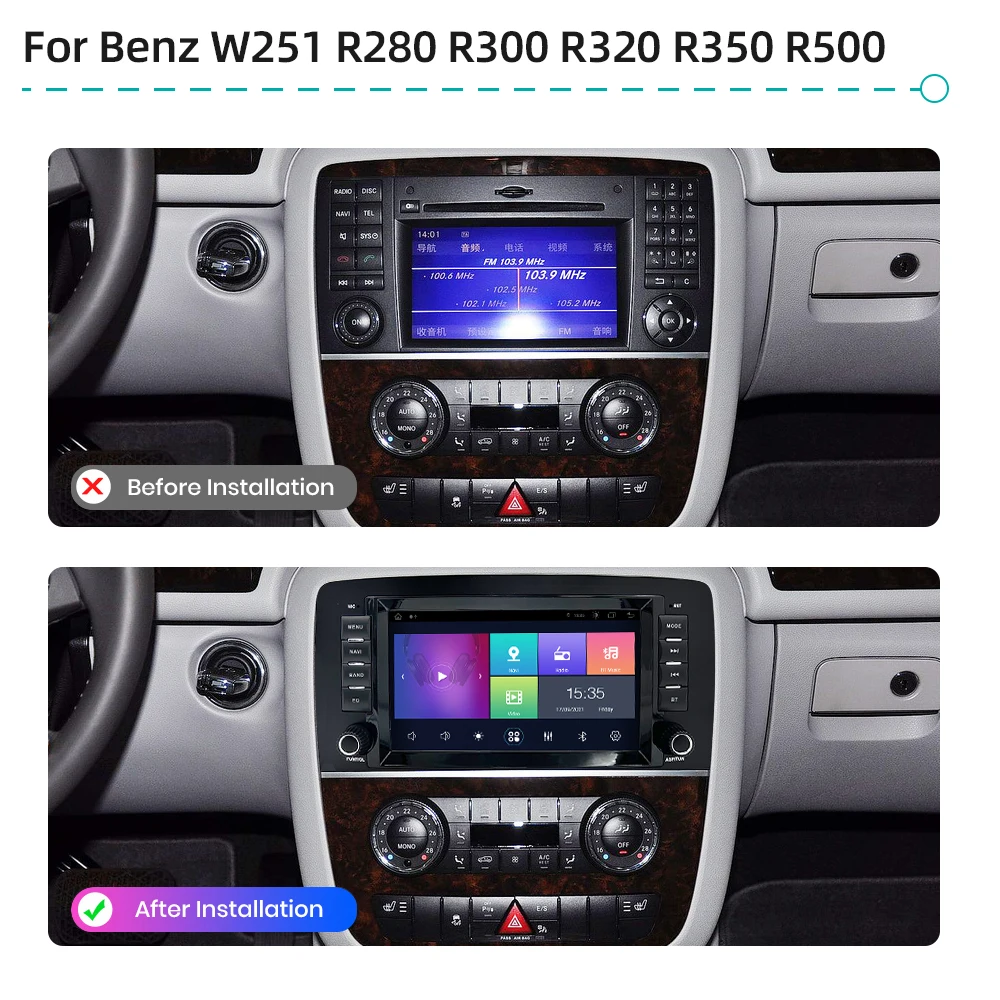 Car Multimedia Player Android 12 GPS Navigation Carplay WiFi Car Radio For Mercedes Benz W251 R280 R300 R320 R350 R500 2006-2016