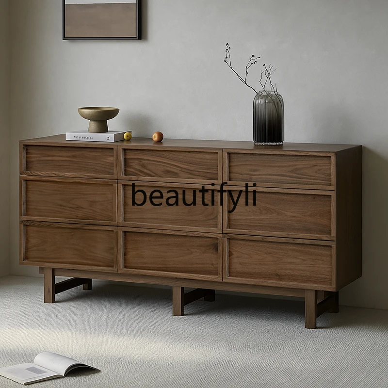 

North American black walnut nine-chest bedroom solid wood chest against the wall storage end of the bed