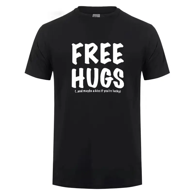 Fashion Y2k T-Shirt Free Hugs Printing T Shirt for Men Male Summer Tops Tee O Neck Short Sleeve Casual Loose Clothing Unisex