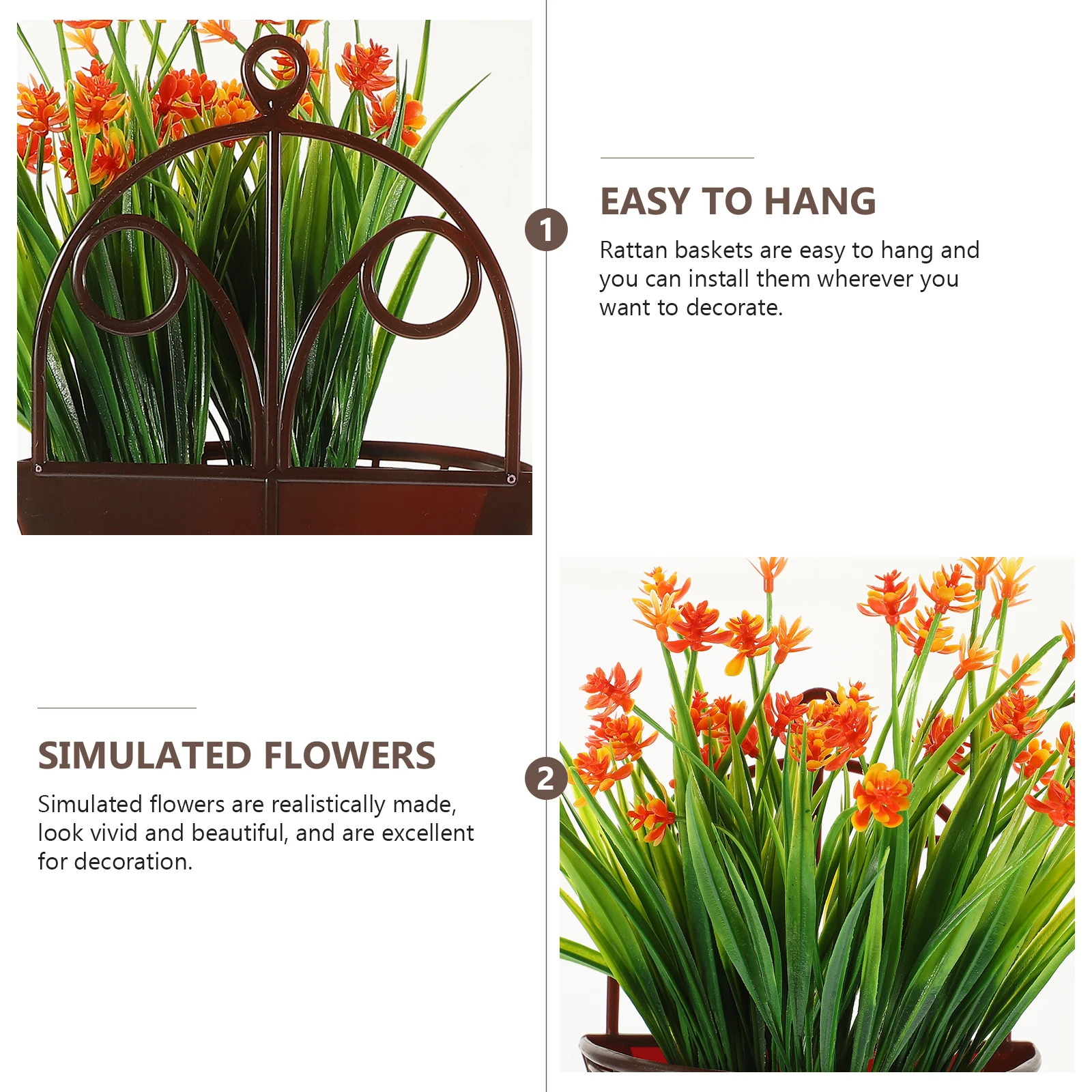 

Artificial Flower Basket Easy to Decorate Fake Hanging Flowers Plant Daily Decoration Plastic