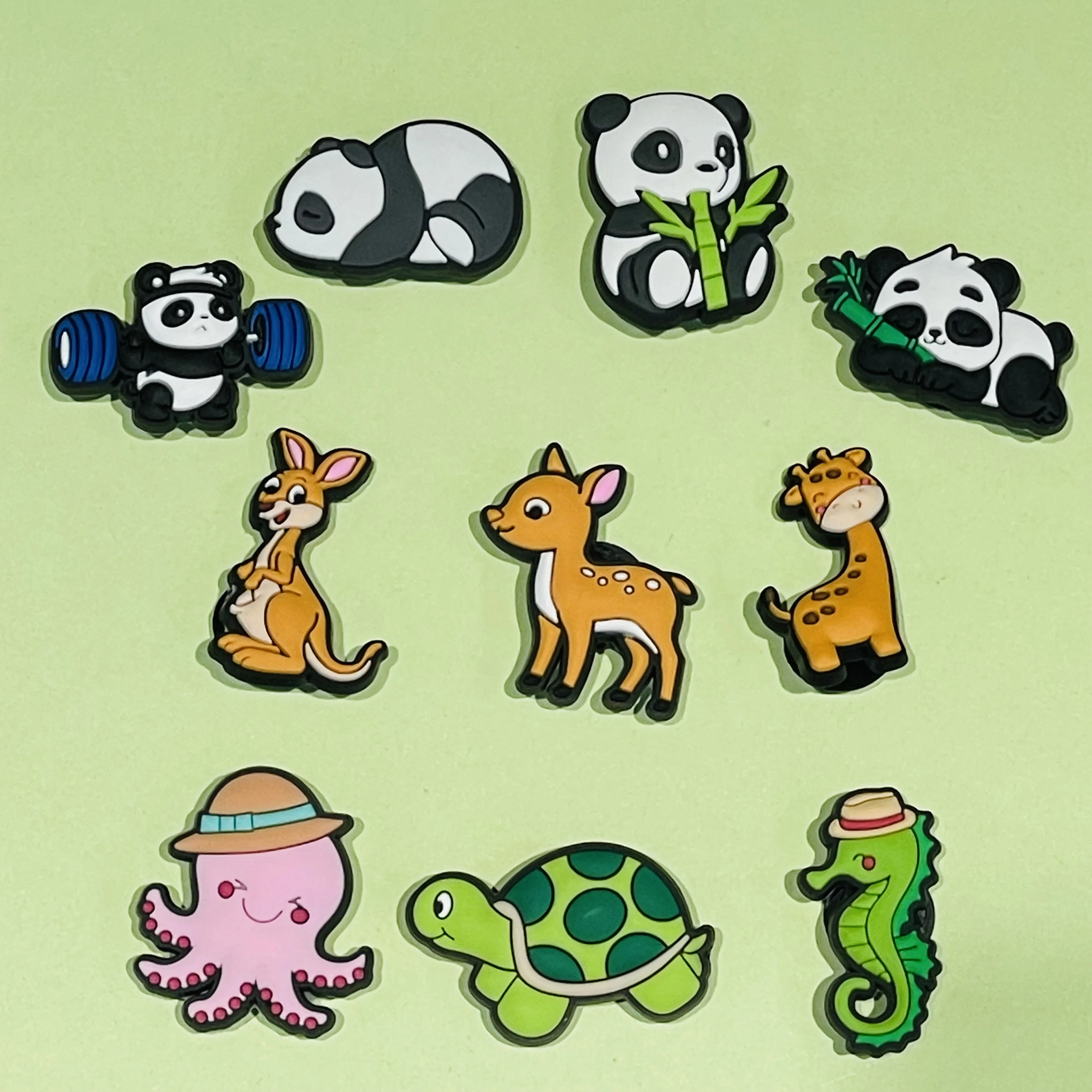 New Arrival 1-10pcs Kawaii Animal Panda Deer Kangaroo Turtle Shoe Charms PVC Accessories Shoes Buckle Ornament Kids Party Gift