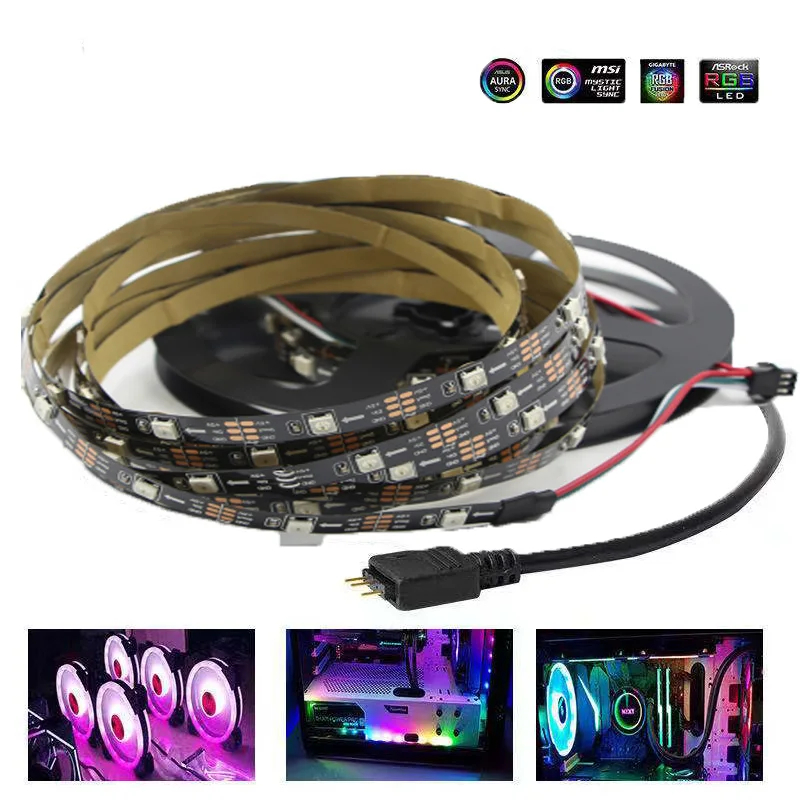 Addressable ARGB 5V LED Strip 3Pin Computer PC Case Tape Light WS2812B SMD 5050 Flexible Changeable Color Gamer Desktop Lamp