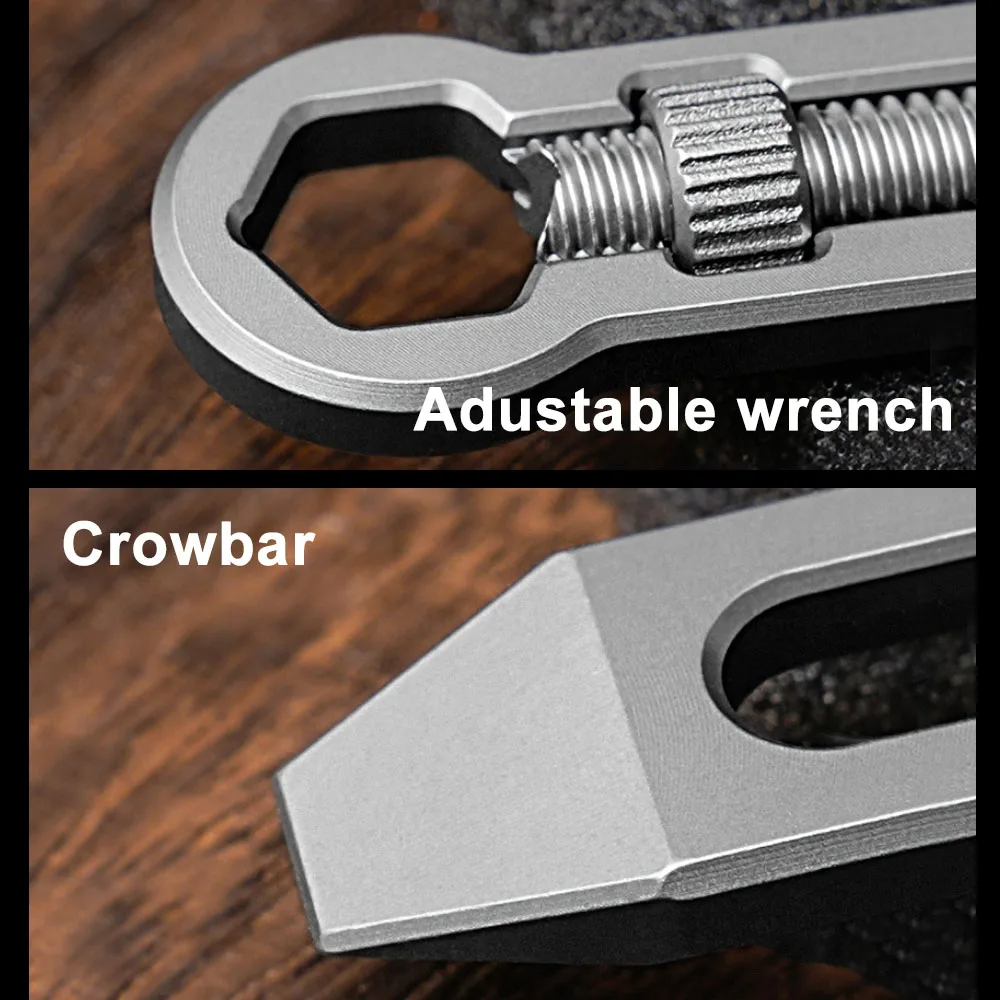 Mini Titanium Alloy Multitools Crowbar Creative Mini Multifunctional Adjustable Wrench Keychain EDC Gadget Unboxing Tool For Men