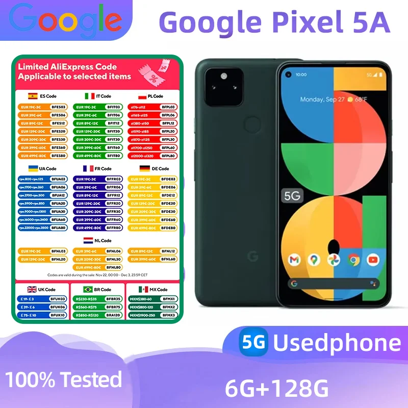 Google Pixel 5A 5G Smartphone 6GB RAM 128GB ROM 6.34inch NFC Octa Core Snapdragon used  phone