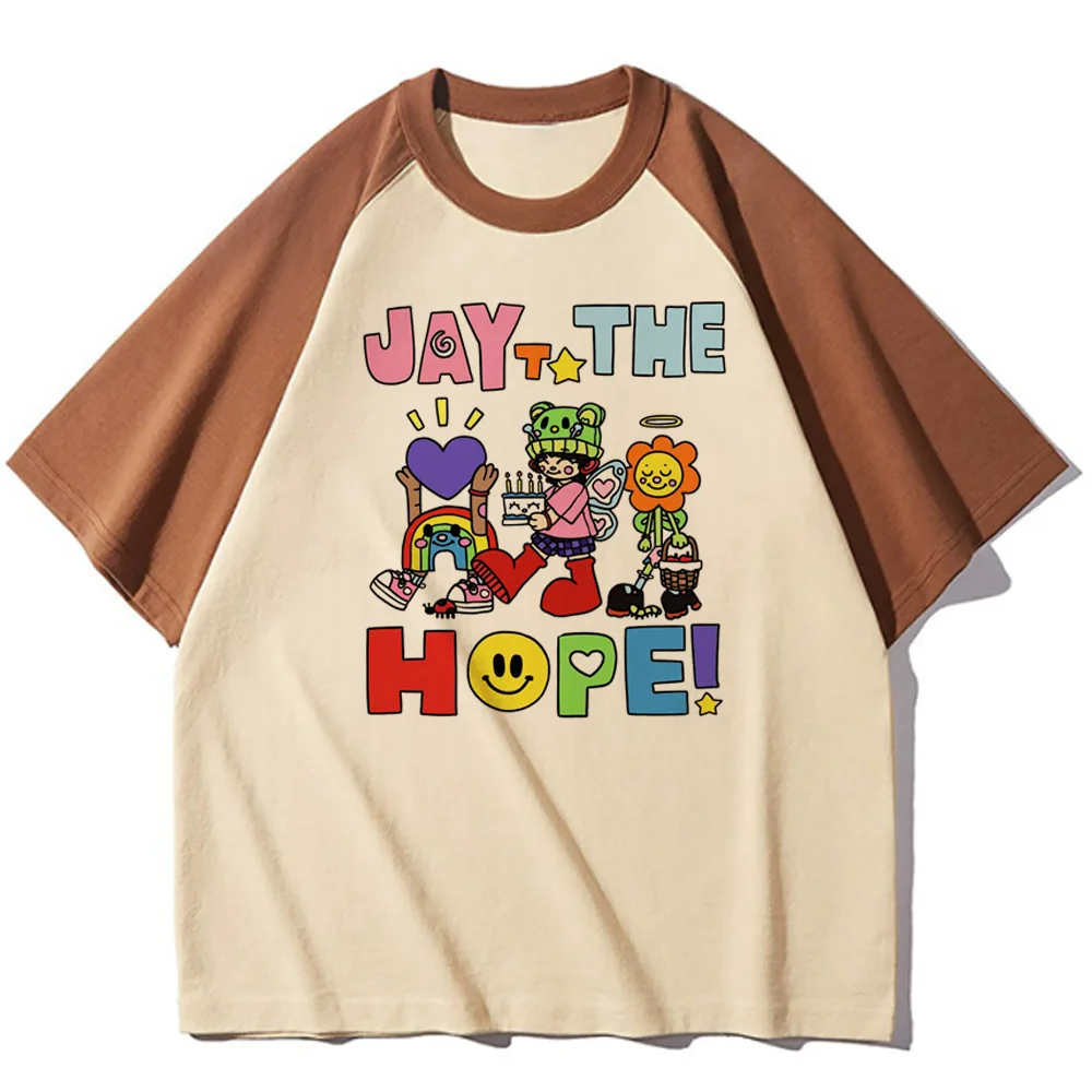 Jhope tshirt female hip hop Psychedelic Pop Culture kawaii anime Gothic shirt Gothic Digital 2000s hip hop Colorful