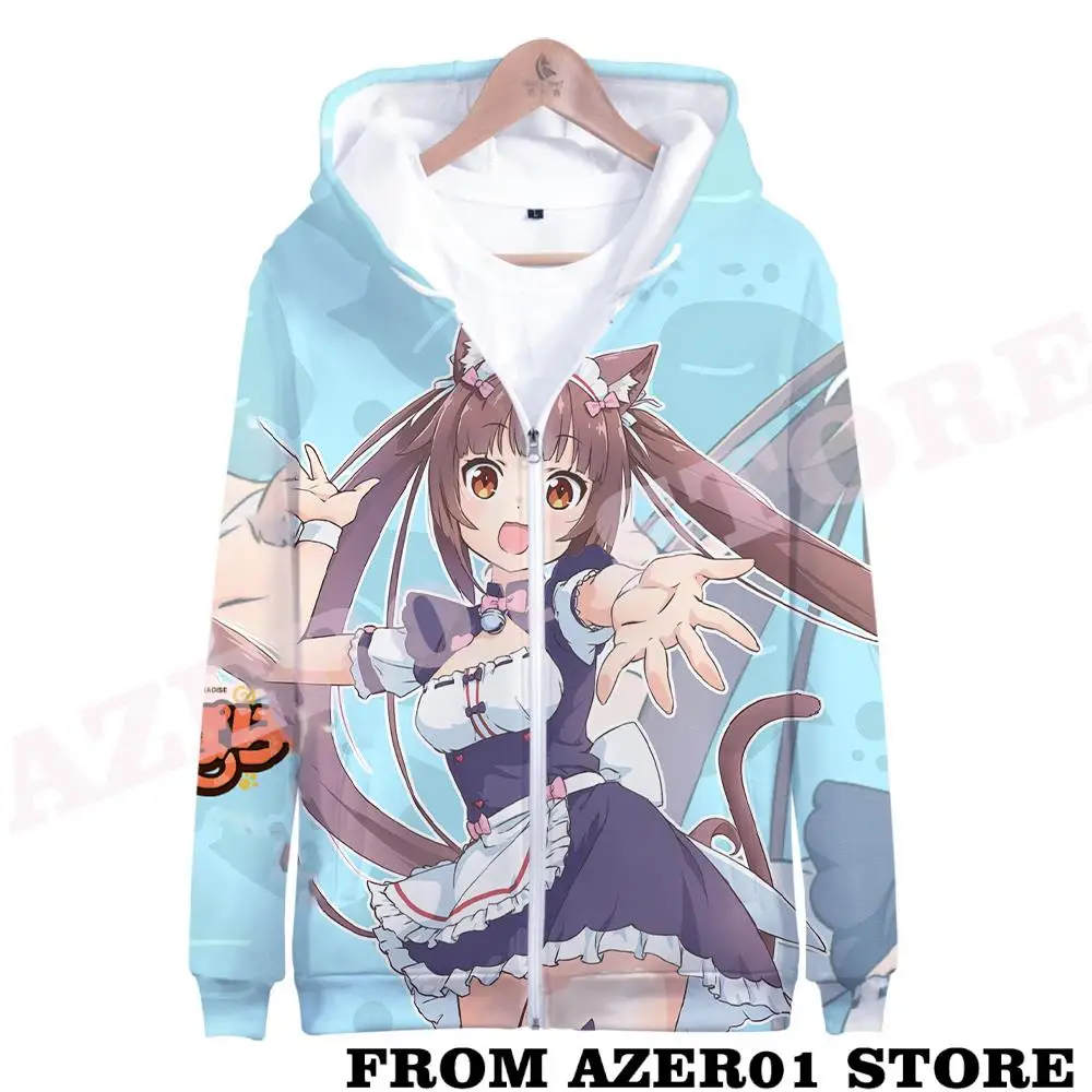 Nekopara Vanilla Chocola Merch Zipper Hoodies Autumn Winter Men/Women Streetwear Zip Hooded Sweatshirt