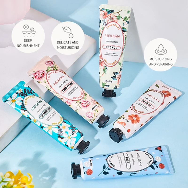 

Five Piece Fruit Scented Hand Cream For Moisturizing Long-lasting Fragrance Retention Hand Care Mask Cream Nourishing Hand Care