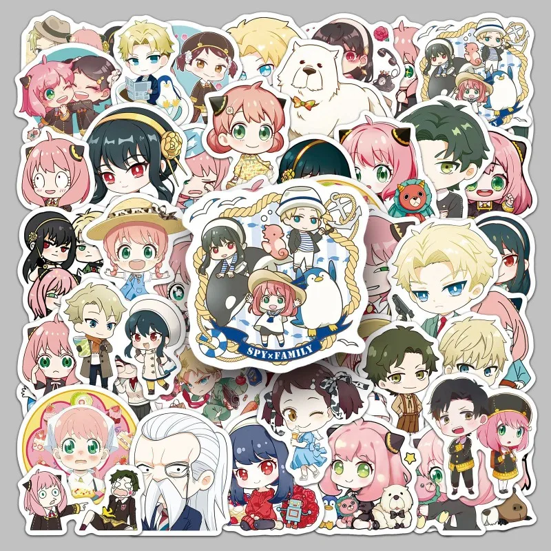50 Stück Anime Chibi Spy X Family Anya Niedliche Japanische Merch Graffiti DIY Dekor-Aufkleber für Becher & Aufbewahrungsboxen
