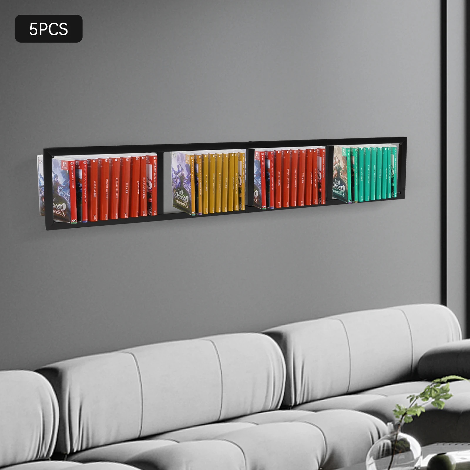 

Metal Video Game Rack, Wall-Mounted Media Storage Shelves, Floating Shelf, Storage Shelf, for CDs, DVDs, Books & Decor