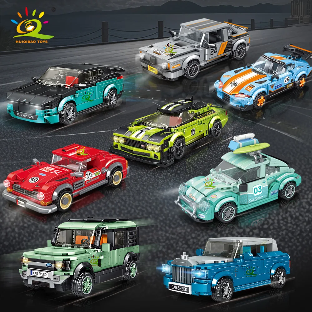 HUIQIBAO Mechanical Speed Motorcycle Building Block Set Boys DIY Car Collectible Adult Model Bricks Educational Toys Gift