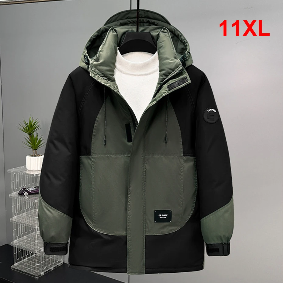 

Зимняя толстая мужская куртка 11XL, парки больших размеров, модное повседневное теплое пальто, мужская уличная верхняя одежда, лоскутный дизайн