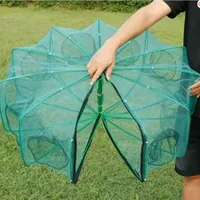 6/8 Hole Foldable Fishing Trap Cage Nylon Mesh Crab Catcher with Bait Bag for Crayfish Shrimp Eels Saltwater Freshwater Fishing
