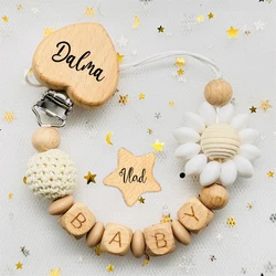 Benutzer definierte Name handgemachte personalisieren Dummy-Clips Schnuller Clips Halter Baby Silikon Regenbogen Schnuller Halter Kette Baby Beißring Geschenk